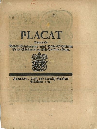 Placat Angaaende Tobak-Spinderierne samt…