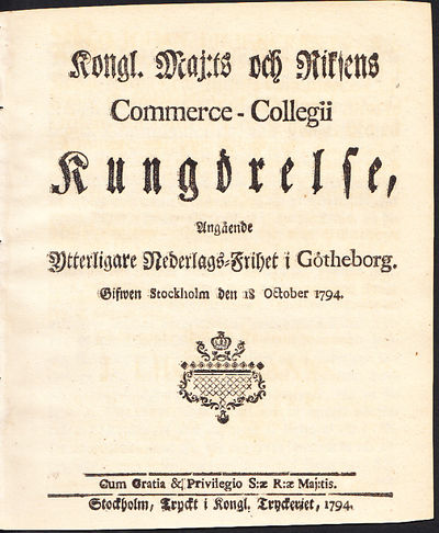 Kongl. Maj:ts och Riksens Commerce-Collegii…