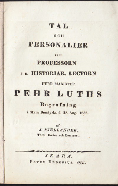 Tal och personalier vid professorn f.d.…