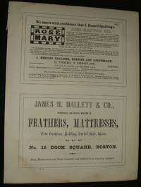 cover of 1853 Four 1/2 Page Advertisements for Textiles, Paper Dealer, Apothecary, Bedding