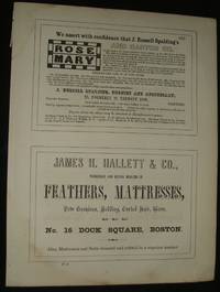 1853 Four 1/2 Page Advertisements for Textiles, Paper Dealer, Apothecary,  Bedding