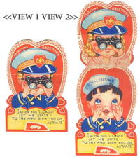 Mechanical Sailor Boy With Binoculars - "I'm on the Lookout" - Lifts to Reveal his ?Mate