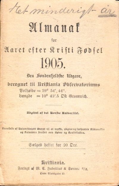 Almanak for Aaret efter Kristi Fødsel 1905. Den…
