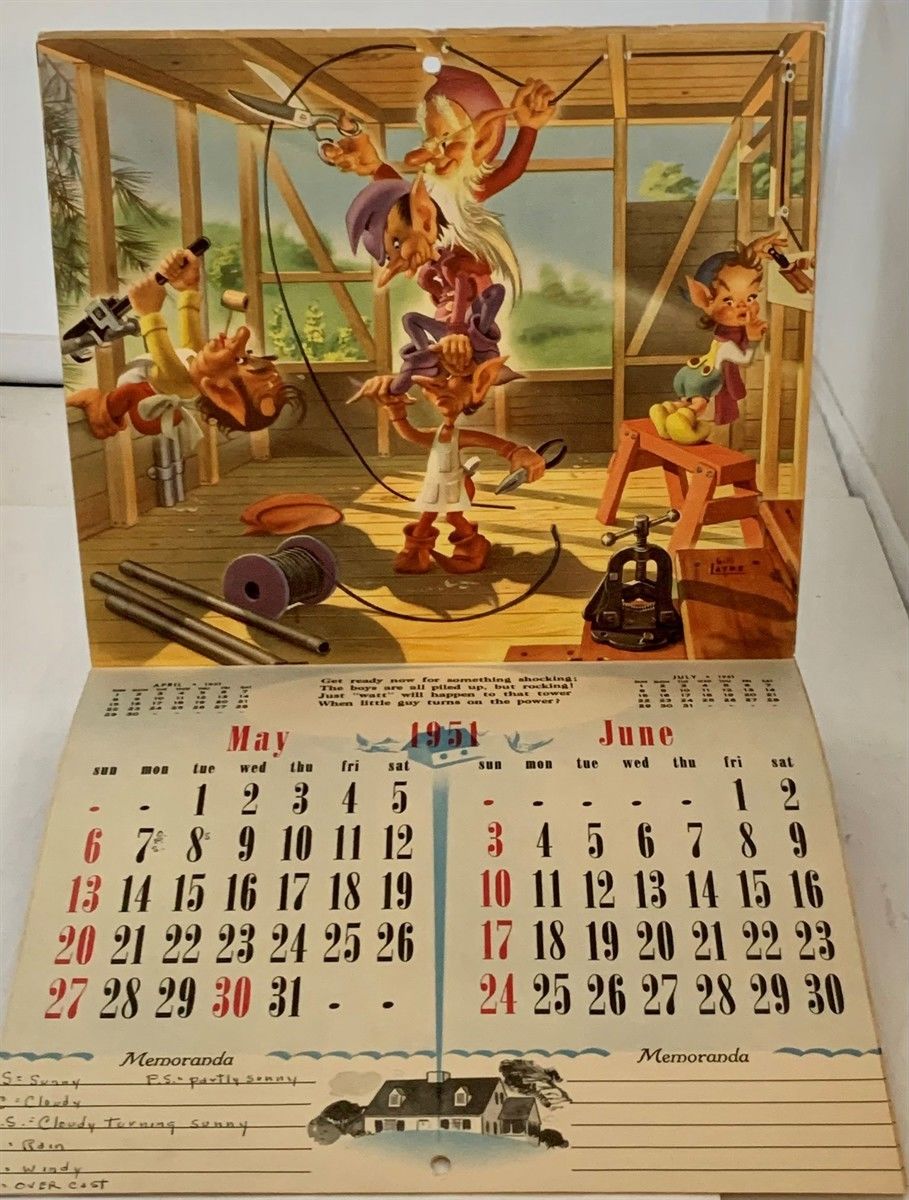 Promotional Calendar Illustrated By Bill Layne by Co Lewis F. Dow - 1951 -  from S. Howlett-West Books (member of ABAA & ILAB) (SKU: A44606)
