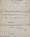 ACKNOWLEDGING PAYMENT OF BALANCE DUE FOR 160 ACRES OF CHEROKEE STRIP LAND AWARDED IN ACCORDANCE WITH A BID AT THE SALE OF NOVEMBER 30, 1875, in an autograph letter signed by acting commissioner L.K. Lippincott, Dept. of Interior, General Land Office, Washington, D.C., January 29, 1876