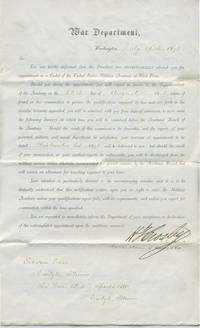 Offer to become a Cadet to West Point for Eckstein Case (1858-1944) of Carlyle, Illinois