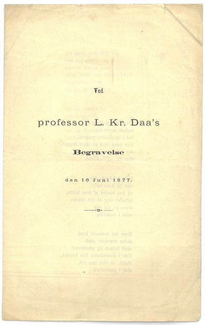 Ved professor L. Kr. Daa’s Begravelse den 16 Juni…