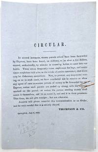 Thompson & Co. Express Shipping Company -- Circular for Agents Regarding Missing Cash