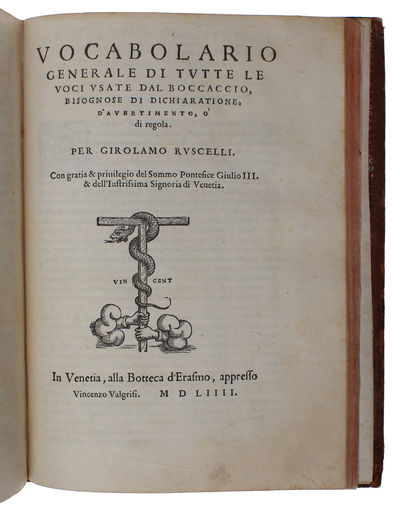 Il Decamerone. alla sua intera perfettione ridotto, et con dichiarationi et auuertimenti illustrato, per Girolamo Ruscelli. - [THE BEAUTIFUL VALGRISI-EDITION OF 'THE DECAMERON'] (photo 12)