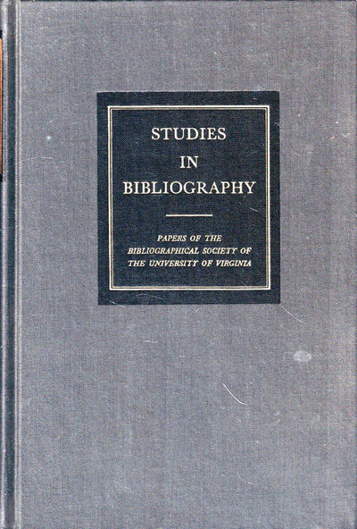 Charlottesville: Bibliographical Society of the University of Virginia, 1978. Hardcover. Very good. ...