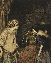 image of "At last she reached the cellar, and there she found an old, old woman with a shaking head", illustration from The Robber Bridegroom, Fairy Tales of the Brothers Grimm