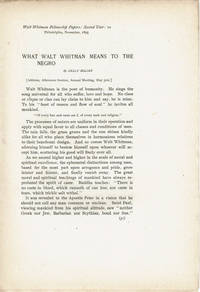 image of WHAT WALT WHITMAN MEANS TO THE NEGRO.