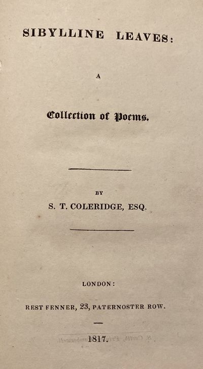 Coleridge, Samuel Taylor- Scarce First Edition, Original Boards