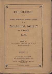 Proceedings of the Zoological Society of London 1920(3) by Zoological Society of London - 1920