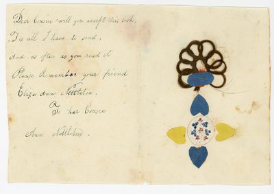 Friendship Letter with eternal ring plaited hair from Emma to John Van Syckel