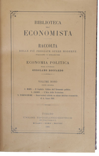 Il Capitale. Critica dell'economia politica. -…