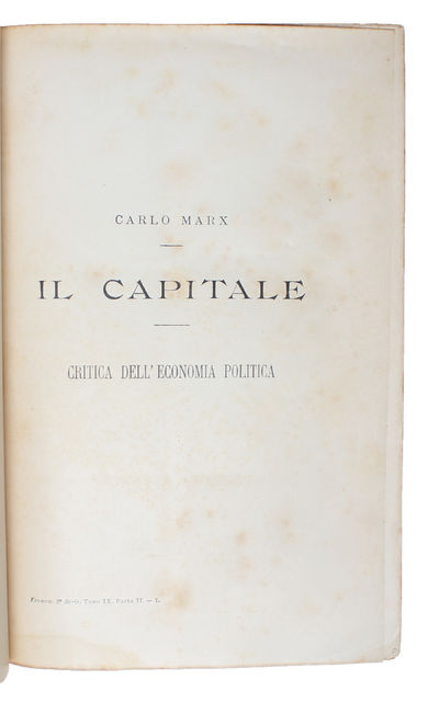 Il Capitale. Critica dell'economia politica. - [FIRST COMPLETE ITALIAN TRANSLATION OF MARX' "DAS KAPITAL"] (photo 4)