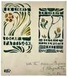 [Kay, J. Illingworth- Signed Art] Large Drawings of Two Bookplates Stenciled or Air Brushed in