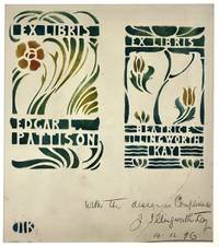 [Kay, J. Illingworth- Signed Art] Large Drawings of Two Bookplates Stenciled or Air Brushed in