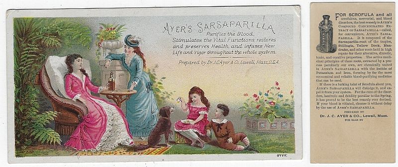 Advertisement - Victorian Trade Card for Ayer's Sarsaparilla with Ladies and Children