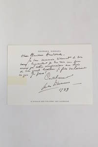 Carte autographe signée de Georges Simenon adressée à Monsieur Handwerk