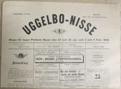 Uggelbo-Nisse. Organ för logen Protests bazar den…