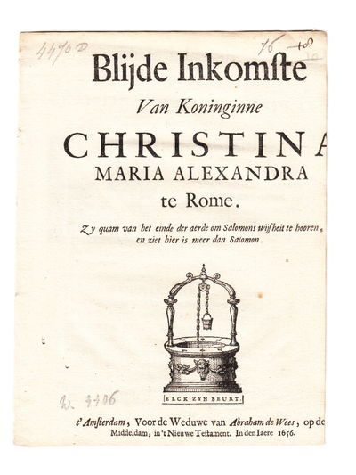 Blijde inkomste van koninginne Christina Maria…