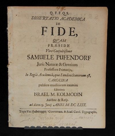 Dissertatio academica de fide. Diss.