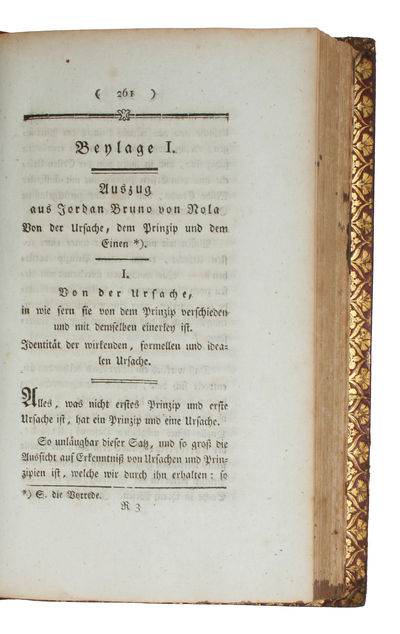 Ueber die Lehre des Spinoza in Briefen an den Herrn Moses Mendelssohn. Neue vermehrte Auflage. - [THE FIRST EVER TRANSLATION OF BRUNO'S "DE UNO ET CAUSA"...] (photo 4)