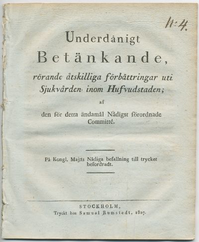 Underdånigt betänkande, rörande åtskilliga…