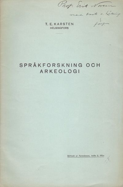 Språkforskning och arkeologi. Särtryck ur…