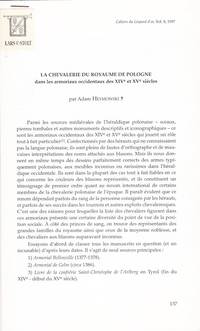 Le chevalerie du royaume de Pologne dans les armoriaux occidentaux des XIVe et XVe siècles....