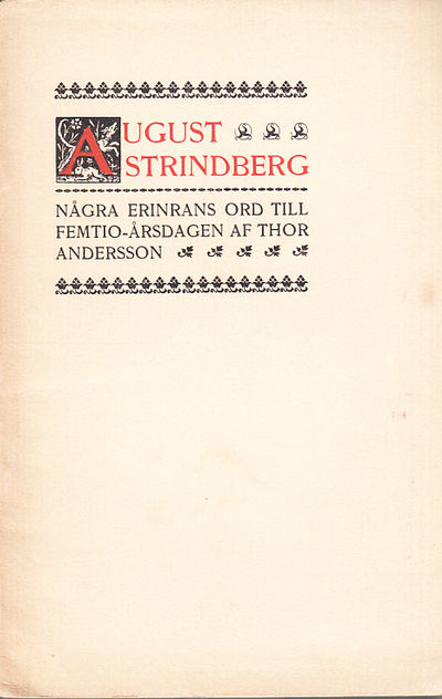 August Strindberg. Några erinrans ord till…