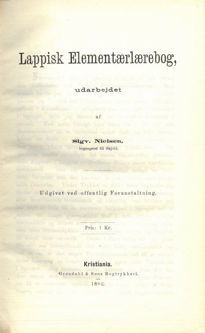 Lappisk Elementærlærebog, udarbejdet af (...)…