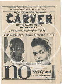 Original promotional theater flyer for "No Way Out" at the Carver Theater circa 1950, also featuring "The House Across the Street," and "If You Knew Susie