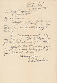 Autograph Letter Signed by Alfred Newton (1878-1957) BURNHAM - Signed - from Main Street Fine Books & Manuscripts, ABAA (SKU: 43791)