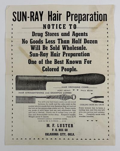 Sun-Ray Hair Preparation. Notice to Drug Stores and Agents...One of the Best Known for Colored People [caption title]