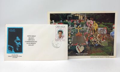 Elvis Presley First Day Issue Stamped Envelope, Grenada, August 16, 1978 with Souvenir from the Meditation Garden at Graceland Mansion