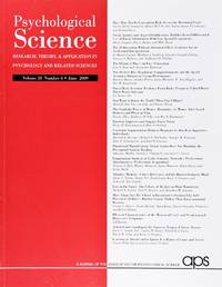 cover of Psychological Science (Volume 20, Number 6, June 2009)