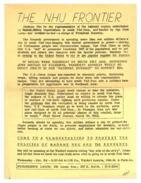 [Handbill or Small Broadside, Caption Title]: The Nhu Frontier