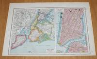 Street Plan of New York (USA) from Harmsworth's 1922 Atlas of the World - Single Sheet with two plans - Greater New York and Central New York