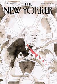 cover of NEW YORKER: COVER DONALD TRUMP COG in a WHEEL by BARRY BLITT