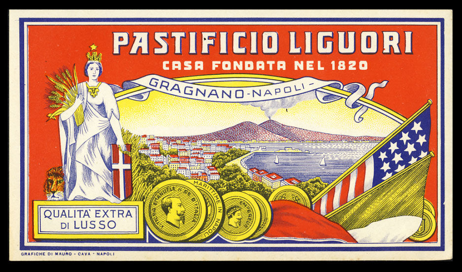 Vintage Pastificio Liguori Pasta Label By Italy Naples Pasta Crate Labels From Parigi Books Abaa Ilab Sku 297