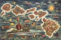 THE DOLE MAP OF THE HAWAIIAN ISLANDS. (Vintage Poster/ Map)
