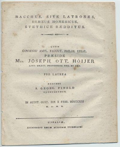 Bacchus, sive latrones, hymnus homericus,…