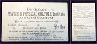 Promotional Card for Dr. Gluck's Water & Physical Culture Institute and Gymnasium