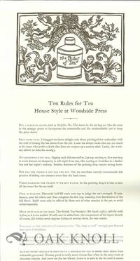 TEN RULES FOR TEA HOUSE STYLE AT WOODSIDE PRESS