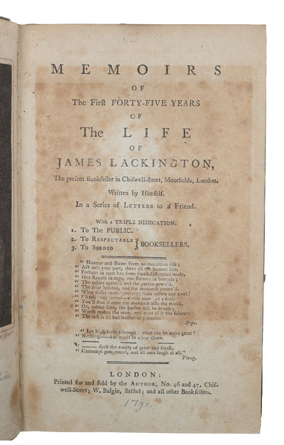 Memoirs of the first Forty-Five Years of the Life of James Lackington. (photo 2)