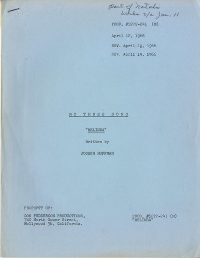 MY THREE SONS - "Melinda" (1966) TV script