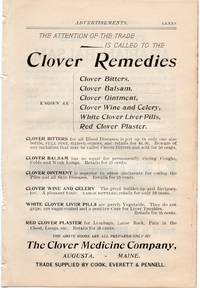 cover of An Original 1896 Full Page Advertisement for Clover Remedies , Bitters , Liver Pills Others